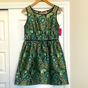 NWT Xhilaration blue, green & gold dress, size Medium